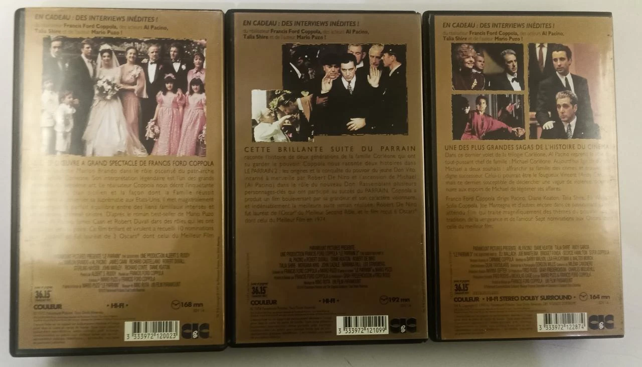 VHS Le Parrain 1, 2 et 3  Marlon Brando, Al Pacino, Robert De Niro – photo 4